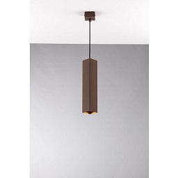Obrázek pro produkt Závěsné svítidlo Fluke, hranaté, corten, 1 x GU10, 6 x 6 x 30 cm - FANEUROPE