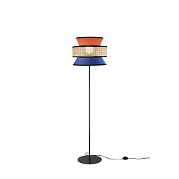 Obrázek pro produkt Stojací lampa Gazebo oranžová + modrá + ratan, 1 x E27, pr. 40 x 145 cm - FANEUROPE