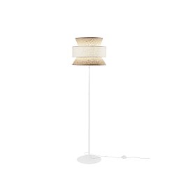 Obrázek pro produkt Stojací lampa Gazebo přírodní ratan + béžová, 1 x E27, pr. 40 x 145 cm - FANEUROPE