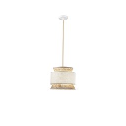 Obrázek pro produkt Závěsné svítidlo Gazebo béžová + přírodní ratan, 1 x E27, pr. 26 x 200 cm - FANEUROPE