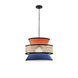 Obrázek pro produkt Závěsné svítidlo Gazebo (40 x 200 cm) oranžovo‑modré provedení s přírodním ratanem, patice E27, délka kabelu 210 cm - FANEUROPE