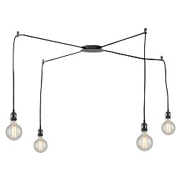 Obrázek pro produkt Závěsné svítidlo Groove, černé, 4 x E27, délka 250 cm - FANEUROPE