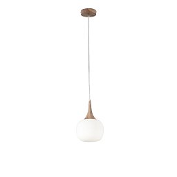 Obrázek pro produkt Závěsné svítidlo Jaipur, bílé/dřevo, 1 x E14, 17 x 17 x 150 cm - FANEUROPE