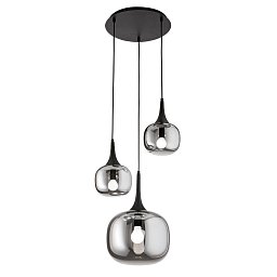 Obrázek pro produkt Závěsné svítidlo Jaipur, kouřové (fumé)/černé, 1 x E27 + 2 x E14, 39 x 39 x 150 cm - FANEUROPE