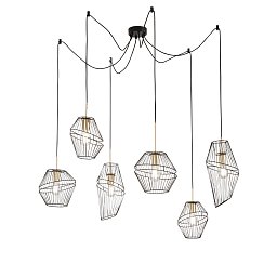 Obrázek pro produkt Závěsné svítidlo Kiko, černá/zlatá, 6 x E27, 65 x 250 cm - FANEUROPE
