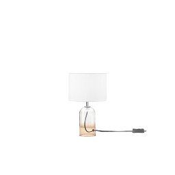 Obrázek pro produkt Lume London jantarové sklo + textilní stínidlo, 1 x E14, konstrukce pr. 18 x 30,1 cm, stínidlo pr. 18 x 15 cm - FANEUROPE