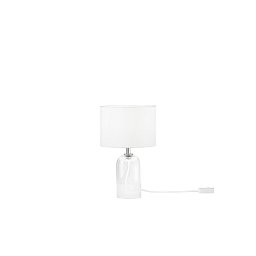 Obrázek pro produkt Lume London bílé sklo + textilní stínidlo, 1 x E14, konstrukce pr. 18 x 30,1 cm, stínidlo pr. 18 x 15 cm - FANEUROPE