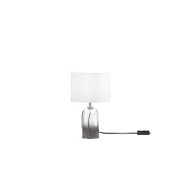 Obrázek pro produkt Lume London šedé sklo + textilní stínidlo, 1 x E14, konstrukce pr. 18 x 30,1 cm, stínidlo pr. 18 x 15 cm - FANEUROPE