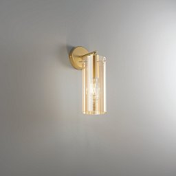 Obrázek pro produkt AKCE - Nástěnné svítidlo Magic, zlatá/jantar, 1 x E27, 15,5 x 15,5 x 30,3 cm - FANEUROPE