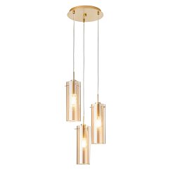 Obrázek pro produkt Závěsné svítidlo Magic, zlatá/jantar, 3 x E27, 27,3 x 27,3 x 150 cm - FANEUROPE
