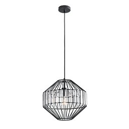 Obrázek pro produkt Závěsné svítidlo OPIUM, černá/průhledná, 1 x E27, 33,5 x 33,5 x 130 cm - FANEUROPE