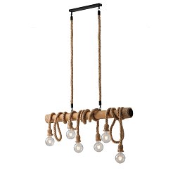 Obrázek pro produkt Závěsné svítidlo Rope černá, 6xE27, 100 x 150 cm - FANEUROPE