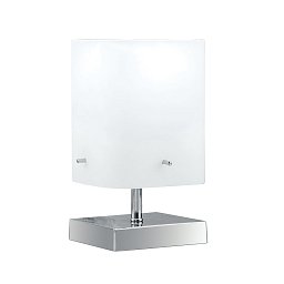Obrázek pro produkt Stolní lampa LUME SQUARE chrom/bílá opál, 1xE27, 12x12x29 cm - FANEUROPE