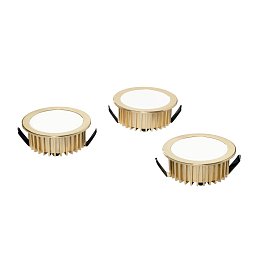 Obrázek pro produkt Zápustné svítidlo LED Fusion, zlatá/hliník, 3 x 5 W, 1200 lm, 4000 K, 7 x 7 x 3,2 cm - FANEUROPE