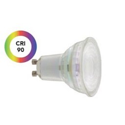 Obrázek pro produkt Žárovka LED GU10 sklo, 5 W, 550 lm, 4000 K, 240 °, 50 x 54 mm, 15 000 h, CRI 90 - FANEUROPE