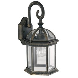Obrázek pro produkt Venkovní nástěnné svítidlo GAETA černá/zlatá, 1xE27, IP23, 39 x 20 cm - FANEUROPE