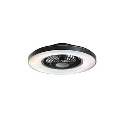 Obrázek pro produkt Stropní svítidlo Garbin černý LED ventilátor 40 W, 5500 lm, CCT stmívatelné, s RF dálkovým ovladačem a Bluetooth reproduktorem, - FANEUROPE
