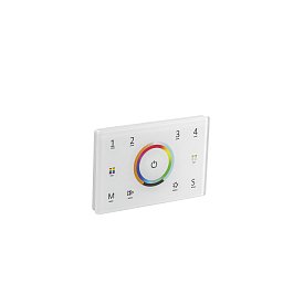 Obrázek pro produkt Nástěnný ovladač RF 2,4 GHz RGB/RGBW/RGB+CCT 4 zóny 5 kanálů, 230 V, připojitelný DMX512, 12 x 8 x 3,7 cm - FANEUROPE