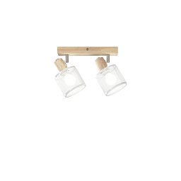 Obrázek pro produkt Bodové svítidlo Twinset s dřevěnou základnou (2xE14) max. 40 W, 27 x 2.5 x 14 cm - FANEUROPE