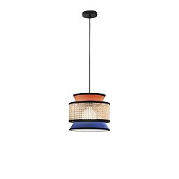 Obrázek pro produkt Závěsné svítidlo Gazebo oranžová + modrá + přírodní ratan, 1 x E27, pr. 26 x 206 cm - FANEUROPE