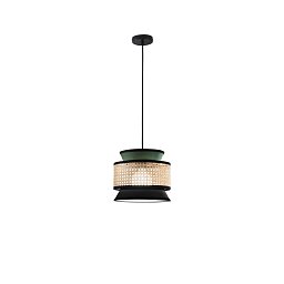 Obrázek pro produkt Závěsné svítidlo Gazebo (pr.26 x 206 cm) zelené a černé provedení s přírodním ratanem, patice E27, délka kabelu 200 cm - FANEUROPE