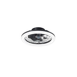 Obrázek pro produkt Stropní svítidlo ETESIA s ventilátorem černá, hliník/akrylát, 30 W, 4800 lm, CCT, 17 x 49 cm - FANEUROPE