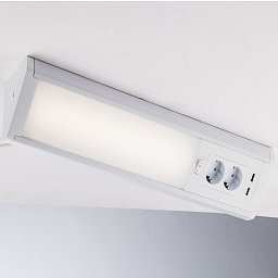 Obrázek pro produkt LED lišta HABILIS bílá, hliník/polykarbonát, 15 W, 1750 lm, 4000 K, 1xSCHUKO + 2xUSB, 12,2 x 78,5 x 7,9 cm - FANEUROPE