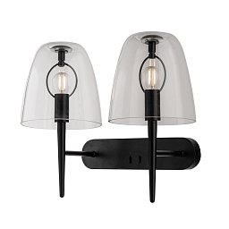 Obrázek pro produkt Nástěnné svítidlo Ares, černé, 2 x E14, 42 x 22 x 33,7 cm - FANEUROPE