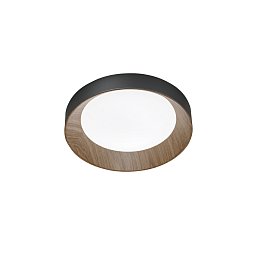 Obrázek pro produkt Stropní LED svítidlo Arka, černé/dřevo, 23 W, 3300 lm, CCT 3000/4000/6500 K, 40 x 9 cm - FANEUROPE