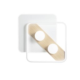 Obrázek pro produkt Stropní LED svítidlo Cricket, bílé/dřevo, 40 W, 4550 lm, CCT, 49 x 49 x 13,5 cm - FANEUROPE