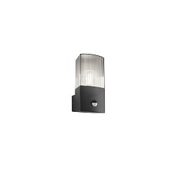 Obrázek pro produkt Nástěnné svítidlo Dark, hliník/antracit, 1 x E27, se senzorem, difuzor PC Fumé, IP54 - FANEUROPE