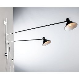 Obrázek pro produkt Nástěnné svítidlo Duetto, nastavitelný, černé, 2 x E27, 154 x 20,5 x 90 cm - FANEUROPE