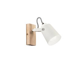 Obrázek pro produkt Nástěnné svítidlo Eda, bílá/dřevo, 1 x E14, 15,9 x 12,3 x 13,9 cm - FANEUROPE