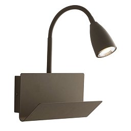 Obrázek pro produkt Nástěnné svítidlo Gulp Flessibile, hnědé, s USB 2 A, 1 x GU10, 23 x 27 x 49 cm - FANEUROPE
