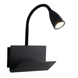 Obrázek pro produkt Nástěnné svítidlo Gulp Flessibile, černé, s USB 2 A, 1 x GU10, 23 x 27 x 49 cm - FANEUROPE