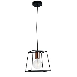 Obrázek pro produkt Závěsné svítidlo Harlem, černé/měděné, 1 x E27, 22 x 22 x 120 cm - FANEUROPE