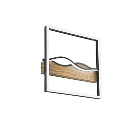 Obrázek pro produkt Stropní LED svítidlo Hawaii hranaté, černé/dřevěné, 40 W, 5120 lm, CCT, 40 x 40 x 6,3 cm - FANEUROPE
