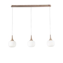Obrázek pro produkt Závěsné svítidlo Jaipur, bílé/dřevo, 3 x E14, 97 x 150 cm - FANEUROPE