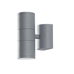Obrázek pro produkt Venkovní nástěnné svítidlo Jump, stříbrné, 2 x GU10, IP44, 16 x 11 x 6 cm - FANEUROPE