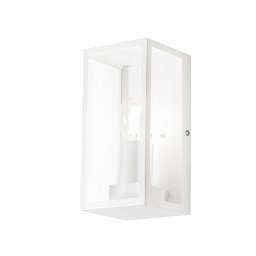 Obrázek pro produkt Venkovní nástěnné svítidlo Mondrian, kov/sklo, bílé, 1 x E27, 23,6 x 11 x 13 cm, IP44 - FANEUROPE