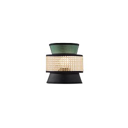 Obrázek pro produkt Nástěnné svítidlo Gazebo zelená + černá + přírodní ratan, 1 x E27, 24 x 27 cm - FANEUROPE