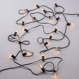 Obrázek pro produkt Žárovková girlanda LED PICNIC, černý, délka 7,62 m, IP44, 3000 K (25 žárovek), solární napájení - FANEUROPE
