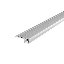 Obrázek pro produkt Profil STEPWAY, pro schodišťové stupně, úhlová struktura, stříbrný, opálový difuzor s bočním krytem, 200x2x5,9 cm - FANEUROPE