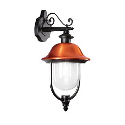 Obrázek pro produkt Venkovní nástěnné svítidlo DOWN VENEZIA černá/měď, 1xE27, IP44, 29 x 52,5cm - FANEUROPE