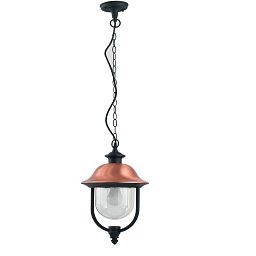 Obrázek pro produkt Závěsné venkovní svítidlo VENEZIA černá/měď, 1xE27, IP44, 25 x 110 cm - FANEUROPE