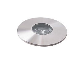 Obrázek pro produkt Pochozí venkovní LED svítidlo IRIDE DC12/24V stříbrná, hliník, 3x1 W, RGB, stmívatelné, IP67,6 x 8,3 cm - FANEUROPE