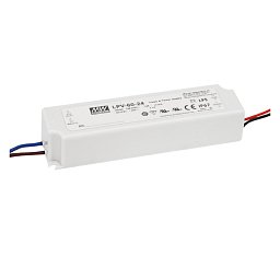 Obrázek pro produkt Driver MW LPV konst.napětí IP67 výstup DC 24V 2,5A 60W vstup AC90-264V DC127-370V 16,2x4,2x3,2 cm - FANEUROPE