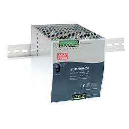 Obrázek pro produkt Driver DIN průmyslový, 1CH s funkcí PFC 24 V DC 960 W 40 A - vstup AC 180-264 V / DC 254-370 V, rozměr 11 x 12,52 x 15 cm - FANEUROPE