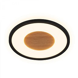 Obrázek pro produkt Sufit Wood LED stropní svítidlo ploché, dřevěný dekor, přímé a nepřímé osvětlení, černá - BRILO