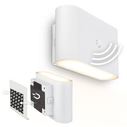 Obrázek pro produkt Chat nástěnné svítidlo - 3W, 270lm, bezdrátová, LED, s pohybovým čidlem, bílé - BRILONER